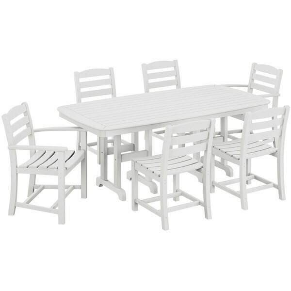 Polywood La Casa Cafe 7-Piece White Dining Set with Nautical Table 633PWS1311WH